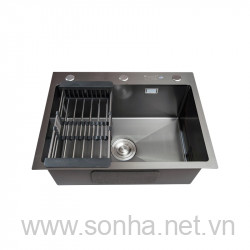  Chậu rửa bát KAGOL KND6845 một hố nano đen (kt: 68x45 cm)