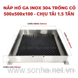  Nắp hố ga inox 304 trồng cỏ 500x500x100 - chịu tải 1.5 tấn
