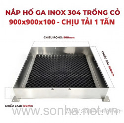  Nắp hố ga inox 304 trồng cỏ 900x900x100 - chịu tải 1 tấn