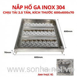  Nắp hố ga inox 304 chống nước, ngăn mùi 600x600x70 - chịu tải 2.5 tấn