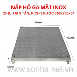  Nắp hố ga chống nước, ngăn mùi mặt inox 700x700x54 - chịu tải 3 tấn