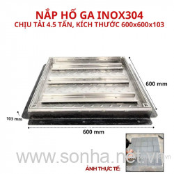  Nắp hố ga inox 304 chống nước, ngăn mùi 600x600x103 - chịu tải cao 4.5 tấn