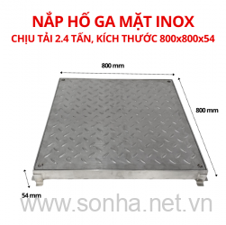  Nắp hố ga chống nước, ngăn mùi mặt inox 800x800x54 - chịu tải 2.4 tấn