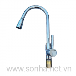  Vòi rửa bát Kagol K28 đồng mạ hai đường nước, đầu xoay 360