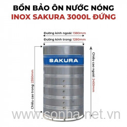  Bồn bảo ôn nước nóng inox Sakura 3000L đứng