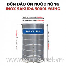  Bồn bảo ôn nước nóng inox Sakura 5000L đứng