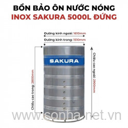 Bồn bảo ôn nước nóng inox Sakura 5000L đứng