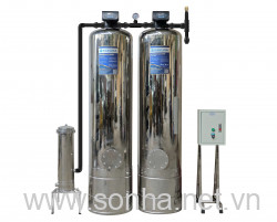  Máy lọc nước tổng đầu nguồn inox 304 công xuất 3m3/h 2 cột áp lực tự động sục rửa Sakura SKT203I