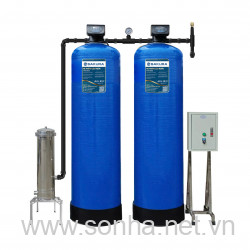  Máy lọc nước tổng đầu nguồn công xuất 3m3/h 2 cột áp lực tự động sục rửa Sakura SKTL203C