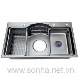  Chậu rửa bát 1 hố Cielo C1203N inox 304 bán nguyệt phủ nano  (750x460x230 mm)