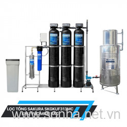  Hệ thống lọc nước giếng khoan 3 cột xử lý canxi làm mềm nước tự động hoàn nguyên có màng siêu lọc UF Sakura SKGKUF313MC