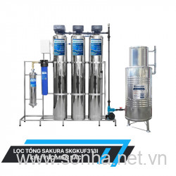  Hệ thống lọc nước giếng khoan inox 304 3 cột áp lực tự động sục rửa có màng siêu lọc UF Sakura SKGKUF313I