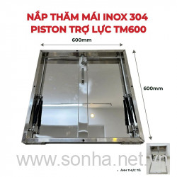  Nắp thăm mái inox 304 piston trợ lực TM600 (Kích thước 600x600)