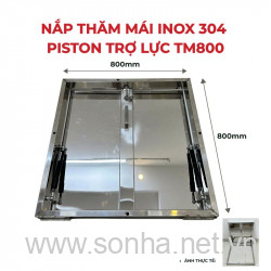  Nắp thăm mái inox 304 piston trợ lực TM800 (Kích thước 800x800)