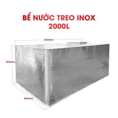  Bể treo Inox 2000L Sakura (bể treo đặt nổi)