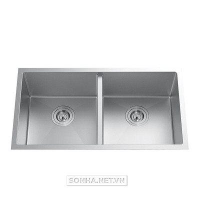 Chậu rửa bát đúc 2 hố cân Bancoot 1601R (750x420x230 mm)