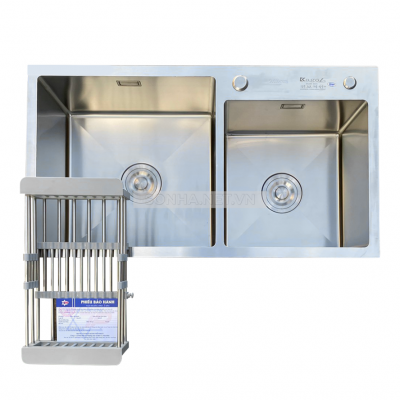 Chậu rửa bát KAGOL K7040-304 Lệch hai hố lệch inox 304 (700x400x240 mm)