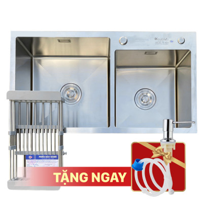  Chậu rửa bát KAGOL K7243-304 Lệch hai hố lệch inox 304 (720x430x240 mm)