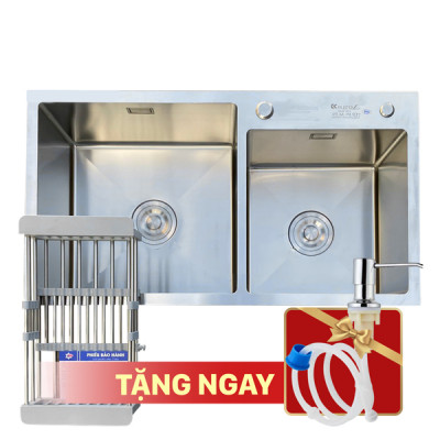  Chậu rửa bát KAGOL K7843-304 Lệch hai hố lệch inox 304 (780x430x240 mm)