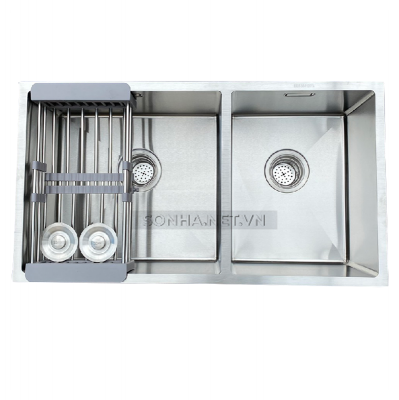 Chậu rửa bát KAGOL KA7843- Lệch hai hố lệch âm bàn đá inox 304 (780x430x240 mm)