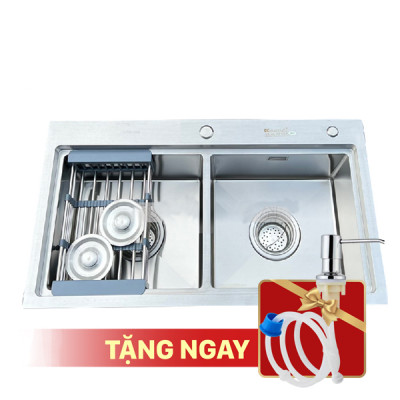  Chậu rửa bát KAGOL K7843BT-304 Cân hai hố cân bậc thang inox304 (780x430x240 mm)