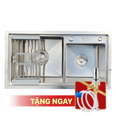  Chậu rửa bát KAGOL K7843BT-304 Lệch hai hố lệch bậc thang inox304(780x430x240 mm)