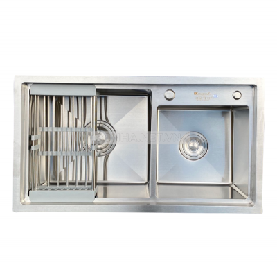 Chậu rửa bát KAGOL K7843BT-304 Lệch hai hố lệch bậc thang inox304(780x430x240 mm)