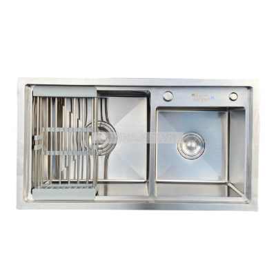 Chậu rửa bát KAGOL K8245BT-304 Lệch hai hố lệch bậc thang inox 304 (820x450x240 mm)