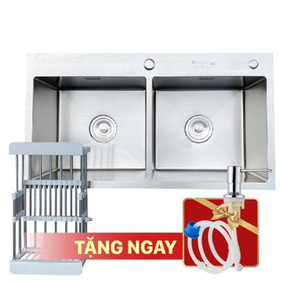  Chậu rửa bát KAGOL K7040-Cân hai hố cân inox 201 (700x400x240 mm)