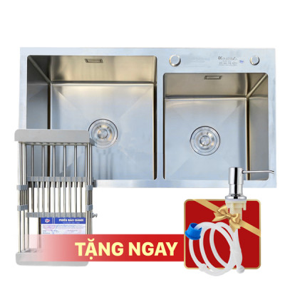  Chậu rửa bát KAGOL K7040-Lệch hai hố lệch inox 201 (700x400x240 mm)