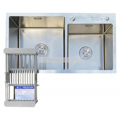 Chậu rửa bát KAGOL K7243-Lệch hai hố lệch inox 201 (720x430x240 mm)