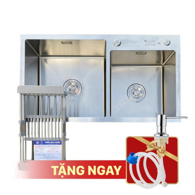  Chậu rửa bát KAGOL K8245-Lệch hai hố lệch inox 201 (820x450x240 mm)