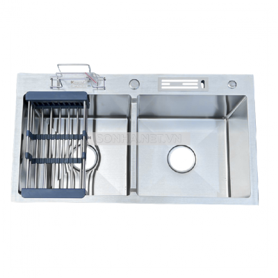 Chậu rửa bát KAGOL K8245-Cân CD hai hố cân, có cài dao, cài thớt, inox 201 (820x450x240 mm)