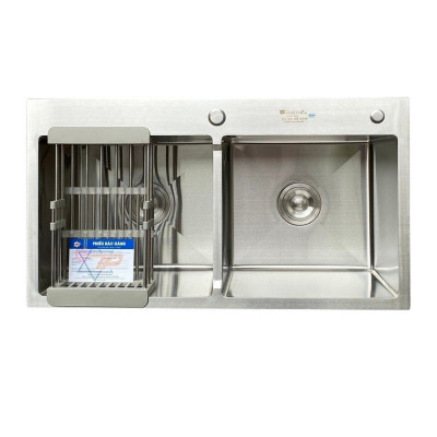 Chậu rửa bát KAGOL K8850-Cân hai hố cân, inox 201 (880x500x240 mm)