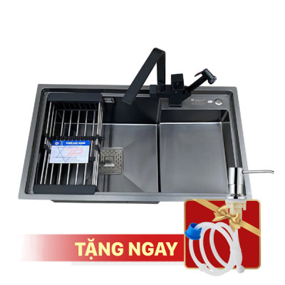  Chậu Rửa Bát Kagol KND7846B Một Hố Có Bàn Bậc Thang (780x460x240mm)