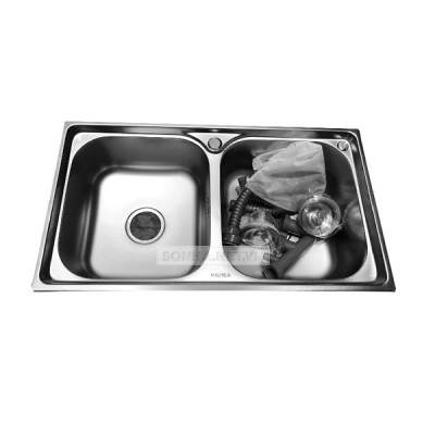 Chậu rửa bát inox 2 hố cân Kagol P7843 (780x430x230 mm)