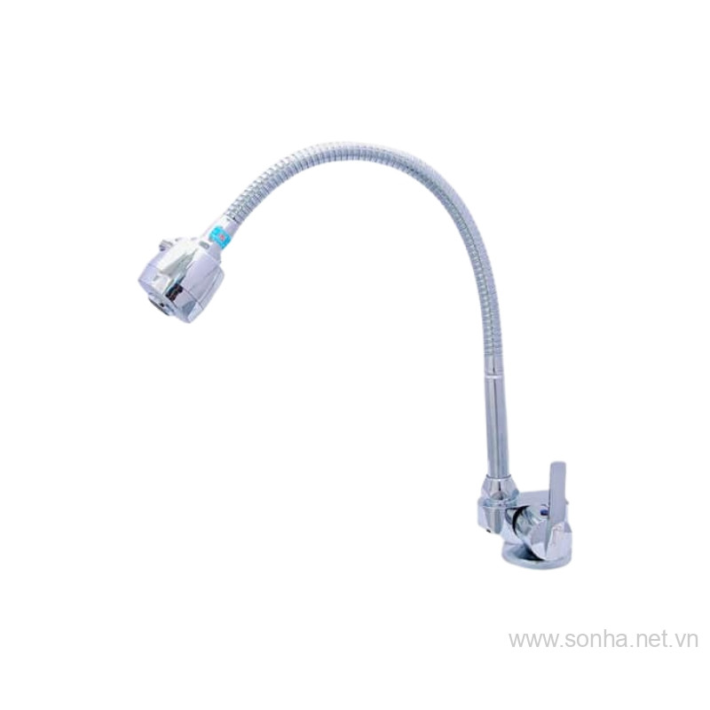 Vòi rửa bát lạnh Bancoot cần mềm đồng mạ crom BC22A
