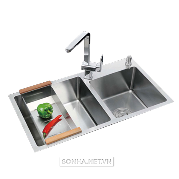 Chậu rửa bát NANOSI N-8545L 2 hố (850 x 450 x 220 mm)