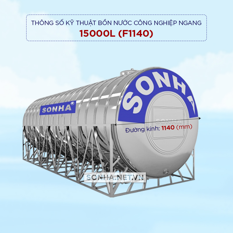 Bồn nước Inox công nghiệp Sơn Hà 15000L (Φ1700)