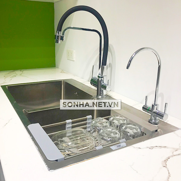 Chậu Rửa Bát Inox Sơn Hà Handmade 2 Hố Cân HM.X.2C.82.2.3 (820 x 450 x 215 mm)
