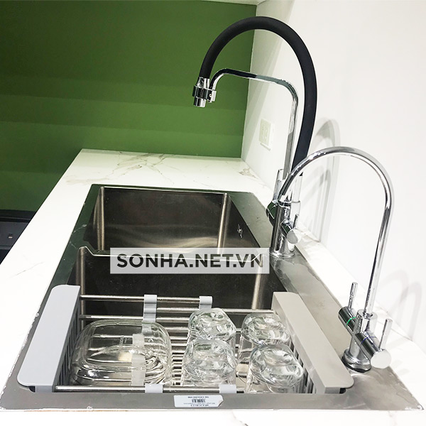 Chậu Rửa Bát Inox Sơn Hà Handmade 2 Hố Cân HM.X.2C.82.2.3 (820 x 450 x 215 mm)
