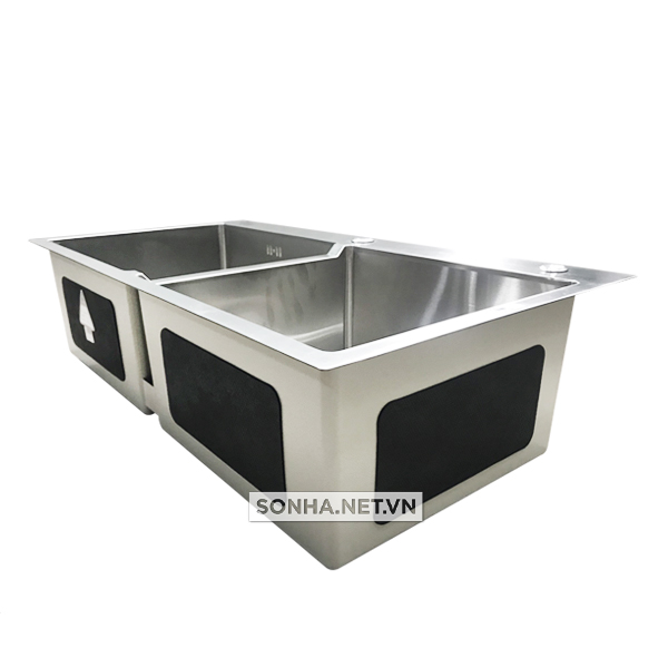 Chậu Rửa Bát Inox Sơn Hà Handmade 2 Hố Cân HM.X.2C.82.2.3 (820 x 450 x 215 mm)