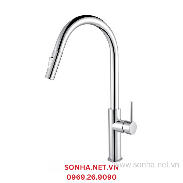 Vòi rửa bát rút dây đồng mạ crom Bancoot BCR 04B-2