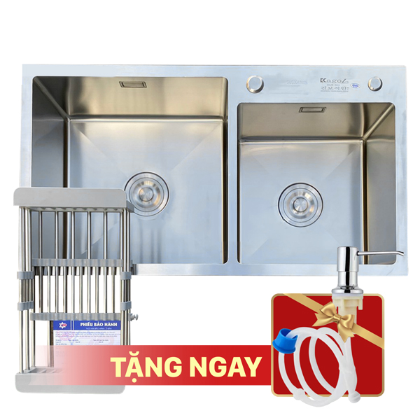 Chậu rửa bát KAGOL K7243-304 Lệch hai hố lệch inox 304 (720x430x240 mm)