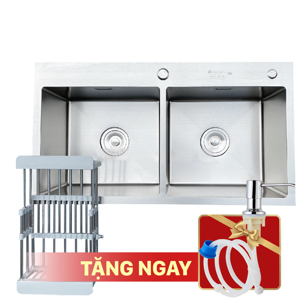 Chậu rửa bát KAGOL K7843-Cân hai hố cân inox 201 (780x430x240 mm)