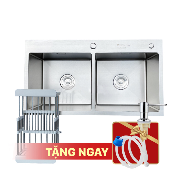 Chậu rửa bát KAGOL K8245-Cân hai hố cân inox 201 (820x450x240 mm)