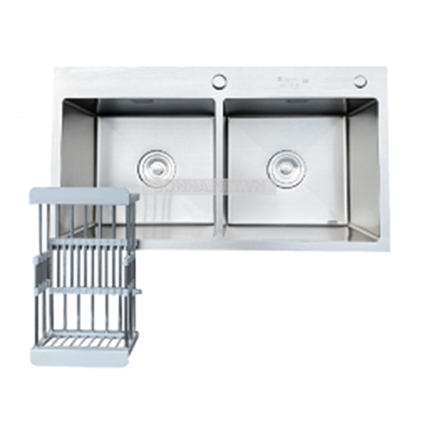 Chậu rửa bát KAGOL K8850-304 Cân hai hố cân inox 304 (880x500x240 mm)