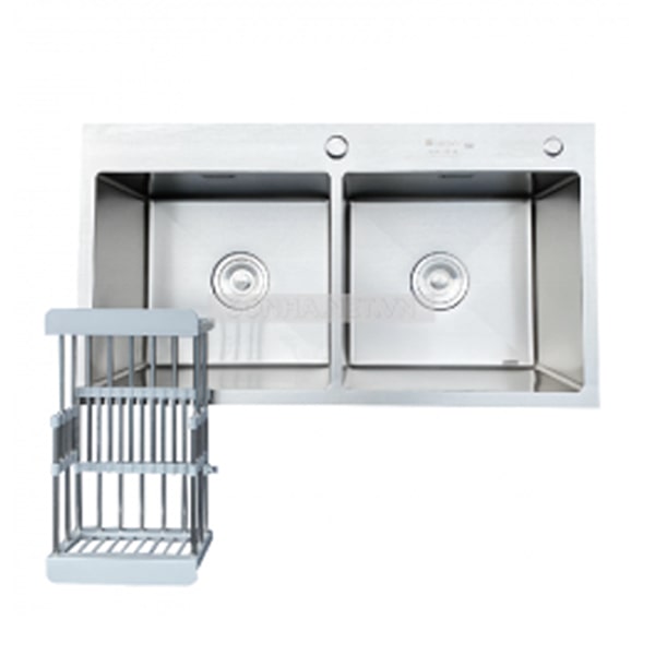 Chậu rửa bát KAGOL K7843-304 Cân hai hố cân inox 304 (780x430x240 mm)